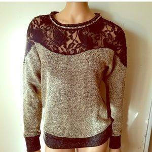 Miss me lace shoulder sweater